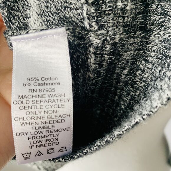 LOGO by Lori Goldstein Melange Cotton Cashmere Sweater V Neck Long Sleeve Grey S - Picture 9 of 10